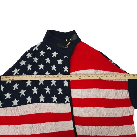 Janice Apparel Open Front Knit Cardigan Poncho ONE SIZE American Flag Pattern - Picture 4 of 16